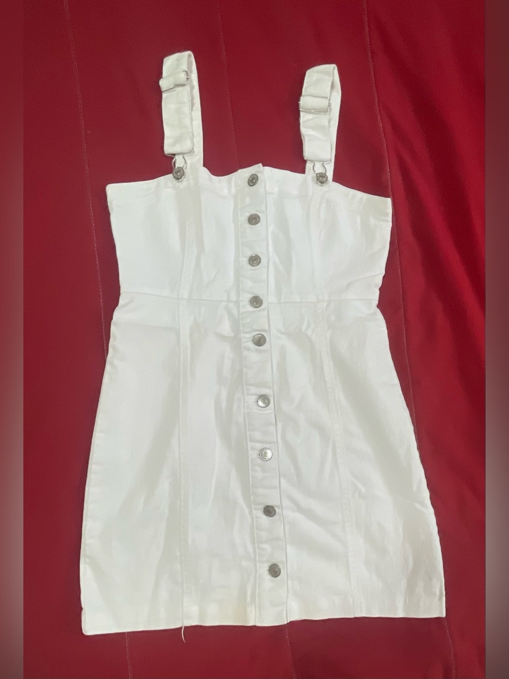 Forever 21 White Square-Neck Mini Dress with Wide Straps (White)